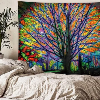 Home Decor Mood Vaip, Värviline Puu Tapestry Hipi Vaip, Psühhedeelne Vaip, Bohemian Mandala Tapestry 150x100cm