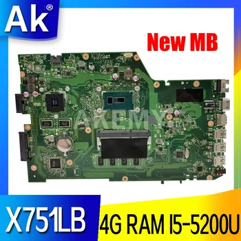 Akemy X751LB Emaplaadi Asus X751LJ X751LB A751L X751L Sülearvuti emaplaadi I5-5200U 4GB-RAM GT920M EDP ekraan