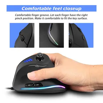 ZELOTES C-18 Vertikaalne Gaming Mouse Ergonoomiline 10000 DPI Reguleeritav 11Buttons USB Juhtmega RGB Optiline ESports Hiired Sülearvuti Asukoht