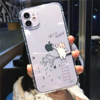 Cute Cartoon Kass Telefoni Case For iPhone 12 Pro Max Mini 11 X XS XR 7 8 Plus Naljakas Loomade Värvimine Paar Fundas Pehme tagakaas