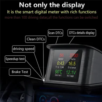 Auto pardal Arvuti P10 Auto HUD Head Up Display Smart Digital OBDII/EUOBD OBDII Diagnostika Tööriist 73*68*46cm