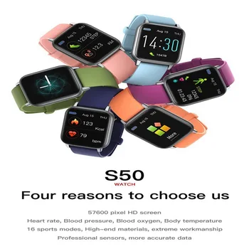Smart Watch Vererõhku, Keha Temperatuuri Jälgimise Square Ekraani Vaadata Tervisespordi-Tracker Ip68 Veekindel Käevõru