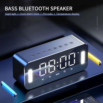 LED Peegel Äratuskell Juhtmevaba Bluetooth Kõlar Stereo, Bass Öö Valguses Digitaalne Elektrooniline Kell Temperatuuri, Ekraan FM-Raadio