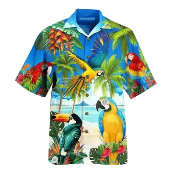 2021 Meeste Särgid Meestele Havai Camicias Juhuslik Wild Särgid Trükkida Lühikese varrukaga Pluusid Topid Chemise Homme Camisas De Hombre