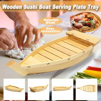 42X17X7.5Cm Jaapani Köök Sushi Paadid Sushi Tööriistu Puidust Käsitööna Lihtne Laeva Sashimi Assortii Külmi Toite Lauanõud Baar