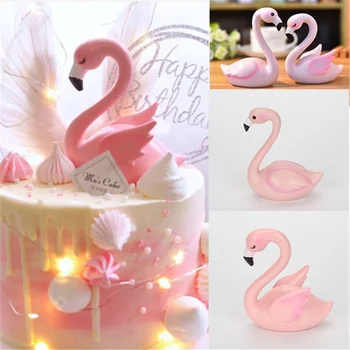 Roosa Flamingo Kook Teenetemärgi Akrüül Koogikarpides Torukübar Sünnipäeva Kaunistamiseks Pulmad Magustoit Decor Kingitus Hawaii Pool Tarvikud