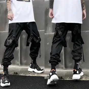 2021 Joggers Cargo Püksid Meeste Vabaaja Hip-Hop Tabanud Värv Tasku Meeste Püksid Sweatpants Streetwear Lindid Techwear Püksid