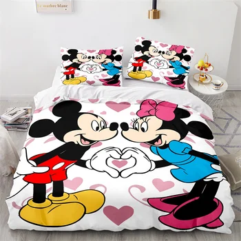 Disney Mickey Minnie Mouse Voodipesu Komplekt Topelt Kuninganna Kuningas Cartoon Tekikott Set Single Twin Bedclothes Lapse Poiss Tüdruk Poiss