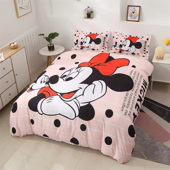 Disney Mickey Minnie Mouse Voodipesu Komplekt Topelt Kuninganna Kuningas Cartoon Tekikott Set Single Twin Bedclothes Lapse Poiss Tüdruk Poiss