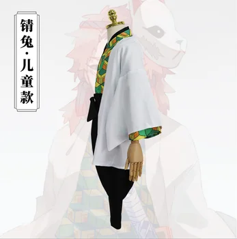 Demon Slayer cos Kamado Tanjirou anime kids/laste cosplay Kimono mood kostüüm täielik komplekt, Top + püksid + mantel + vöö