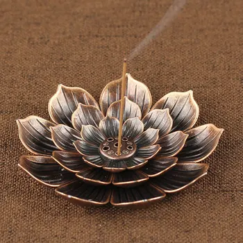 5 Augud Lotus Viiruk Põleti Omanik Lille Kuju Suitsutusastia Plaat, Vask, Budismi Leibkonna Viiruk Omanik Coil Lotus Suitsutusastia