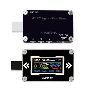 FNC88 Tüüp-C PD Käivitada USB-C Voltmeeter Ammeter Pinge 2-Tee Praeguse Arvesti Multimeeter PD Recharger Aku, USB-Tester LCD