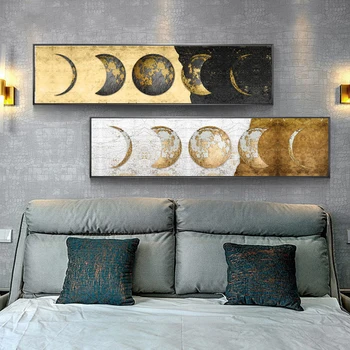 Kaasaegne Abstraktne Kunst Plakatid ja Pildid Lõuendile Maali Seina Kuldne Lunar Eclipse Maalimine elutuba Cuadros Home Decor
