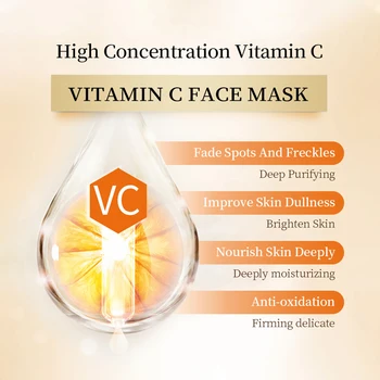 ELAV GLAMUURI C-Vitamiini Mask Valgendamine Pinguldav objekti heledamaks muutmine Toidavad Niisutav, Anti-Wrinkle Kahandab Poore Plekk 10TK