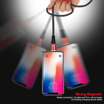 OLAF LED 3A Magnet Kaabel iPhone, Samsung, Huawei Xiaomi Micro-usb Type c, Kiire Laadimine 3.0 Kiire magnet-usb laadimiskaabel