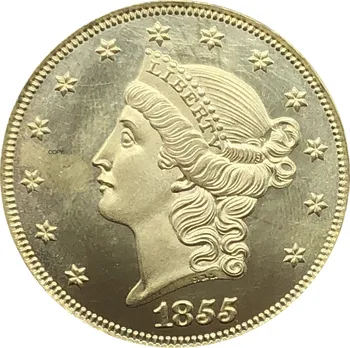 Ameerika Ühendriigid Ameerika Vabaduse Pea Double Eagle MEILE 1855 1855 O 1855 S Kakskümmend Dollarit Nr Moto kuldmünte Messing Metall Koopia Mündid