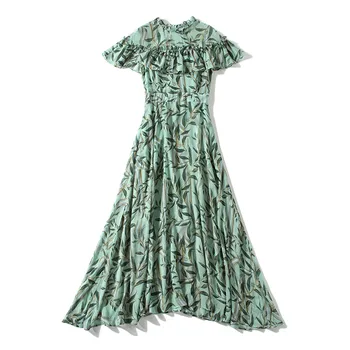 Suvine Kleit 2020. Aasta Uus Mood Ruffle Prindi Elegantne Sifonki Kleit Naiste Lühikesed Varrukad Office Kleidid Vabaaja Rüü Femme