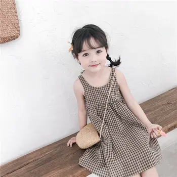Tüdrukud kleit trendikas suvine kleit 2021 uus baby laste ruuduline pilduma beebi seelik korea printsess P4680