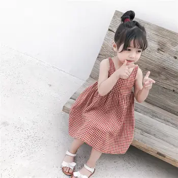 Tüdrukud kleit trendikas suvine kleit 2021 uus baby laste ruuduline pilduma beebi seelik korea printsess P4680