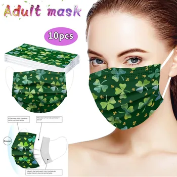 10tk Roheline Kasutatava Mitte-Riidest Mask Näo Mask Mood Hingav 3 Kihti Suu Katta Halloween Cosplay Mask