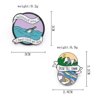Cartoon Ring Geomeetria Drift Pudel Mäe Tippu, Moon Mere Emailiga Sõle Sulamist Pääsme Denim Riided Kotti Armas Pin Naine Ehted