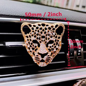 Crystal Leopard Auto Parfüümi Õhuvärskendaja Diamond Leopard Pea Auto Interjööri Aksessuaarid Aroomiteraapia Ornament Air Vent Clip Kingitus