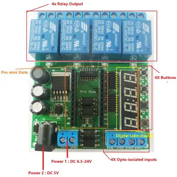 SM 5-24V 4 Channel mini Pro PLC Juhatuse Relee Kilp Moodul Arduino Multifunktsionaalne Viivituse Taimeri Lüliti Juhatus