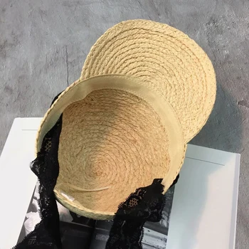 2019 uus Suvine Naiste Pits Õled Visiir Beach ühise Põllumajanduspoliitika Lace Up Lindi Laadi Raffia Õled Päike Mütsid Daamid Käsitsi valmistatud Müts Puhkus kork