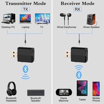 USB-Bluetooth-5.0 Saatja-Vastuvõtja 3 in 1 EDR Dongle Adapter ja 3,5 mm AUX-TV jaoks PC Kõrvaklapid Kodu Stereo Auto HIFI Audio uus