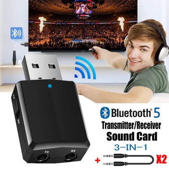 USB-Bluetooth-5.0 Saatja-Vastuvõtja 3 in 1 EDR Dongle Adapter ja 3,5 mm AUX-TV jaoks PC Kõrvaklapid Kodu Stereo Auto HIFI Audio uus