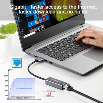 GTMEDIA USB HUB Ethernet Adapter USB 3.0 10/100/1000M Ethernet LAN Adapter ühildub MacBook Pind Sülearvuti