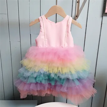Vikerkaar summer Baby Girl kook Kleit 1. Sünnipäeva Pulm Kleit Tüdruk Palace Printsess Tüdrukute Kleidid, Laste Riided