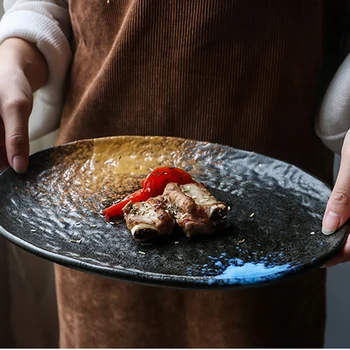 Jaapani loominguline nõud, leibkonna lauanõud, ovaalne toidud, külmad toidud, sashimi sushi toidud, eelroad