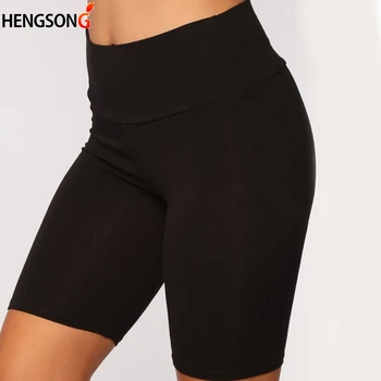 Mustad Lühikesed Püksid Bodycon Streetwear Naiste Õhuke Fitness Lühikesed Püksid Vabaaja Daamid Slim Püksid Kõrge Vöökoht Suvel Alt Põlvikud