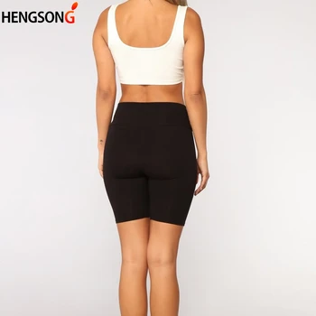Mustad Lühikesed Püksid Bodycon Streetwear Naiste Õhuke Fitness Lühikesed Püksid Vabaaja Daamid Slim Püksid Kõrge Vöökoht Suvel Alt Põlvikud