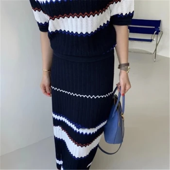 2021 Uus Suvine Kleit Daamid Elegantne Triibuline Paigaldatud Kujuline Slim Vinatge Kleit Kuuma Suve Mugavus Mantel Kleit