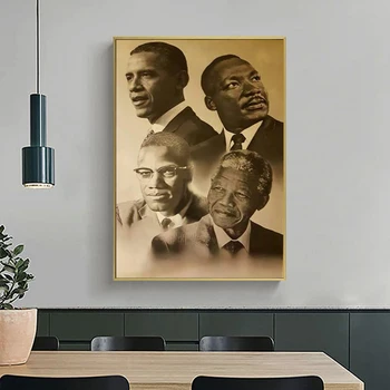 Malcolm X Martin Luther King Barack Obama Maali Nordic Plakat Magamistuba Lõuend Print Home Decor Seina Art Modulaarne Pilt