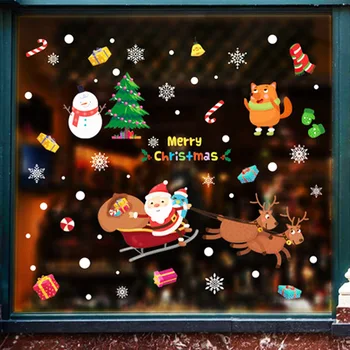 Häid Jõule Kleebised Jõuluvana Põtrade Xmas Tree Frozens Lumehelves Seina Akna Kleebised Kaunistused 2021 Uus Aasta Decor LDY027