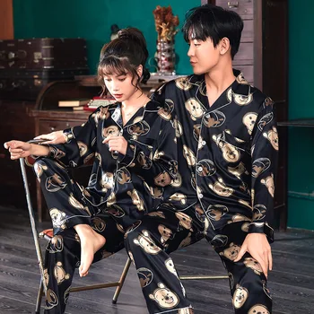Uus Satiinist Suvi Paar Sleepwear Mehed Naised Mugav Pidžaama Komplekt Iga Päev Pijama Magus Homewear Romantiline Lovers Vabaaja Pyjama