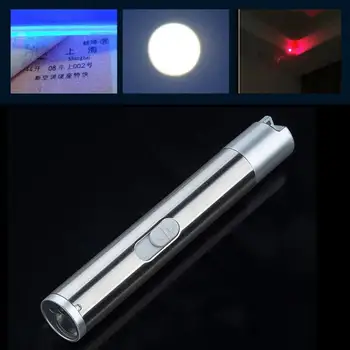 3 In 1 Mini LED Taskulambid Veekindel Lanterna Mini Alumiinium Led Usb Laetav Taskulamp Väike Taskulamp UV-Valguse
