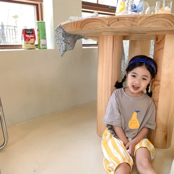 Korea stiilis laste armas pirni trükkimine lahti lühikesed varrukad Tees puhas puuvillane unisex casual T-särgid