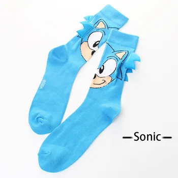 Uus isiksus trend õmblemine kõrvad Sonic mees ja naine toru sokid cartoon long horn sokid