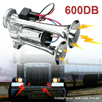 Universaalne 600DB 12V Dual Trompet Auto Õhu Sarv koos Kompressori Määrata Paadi Veoauto Rongi Mootorratas