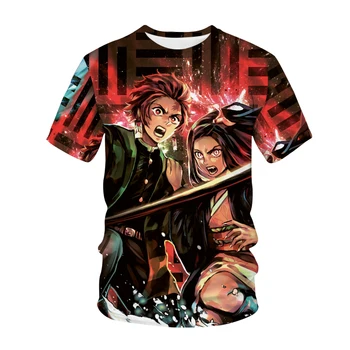 Uute tulijate Mehed Naised Tshirt Demon Slayer Kimetsu No Yaiba 3D Print Streetwear T-särk Moe Anime Harajuku Tees Hip-Hop Tops