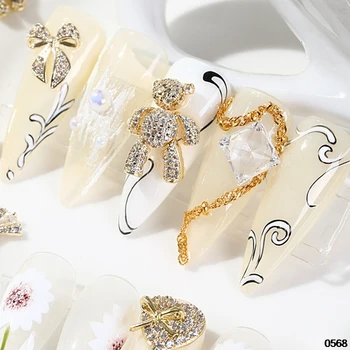 1tk 3D Metall Tsirkoon Nail Art Ehted Jaapani Küünte Kaunistused Top Kvaliteet Crystal Maniküür Diamond Võlusid Küünte Tarvikud