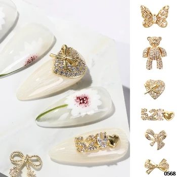 1tk 3D Metall Tsirkoon Nail Art Ehted Jaapani Küünte Kaunistused Top Kvaliteet Crystal Maniküür Diamond Võlusid Küünte Tarvikud