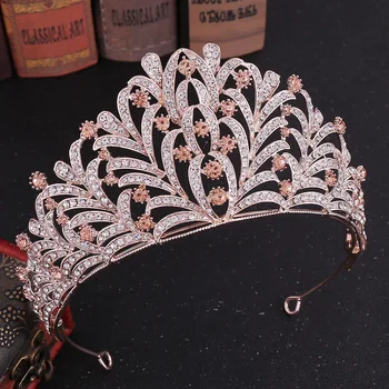 Barokk Vintage Leaf Crystal Morsiamen Tiaras Suur Kroonid Naiste Rhinestone Võistlused Diadem Pulm Juuste Aksessuaarid, Ehted Aafrika