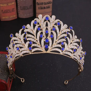 Barokk Vintage Leaf Crystal Morsiamen Tiaras Suur Kroonid Naiste Rhinestone Võistlused Diadem Pulm Juuste Aksessuaarid, Ehted Aafrika