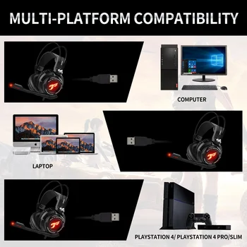 Somic Gaming Headset 7.1 Virtual Surround Sound Kõrvaklapid Mikrofoniga Stereo Kõrvaklapid Vibreerima PC-Arvuti Sülearvuti G941