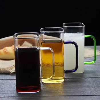 Põhjamaade Stiilis Square Suu Cup Kõrge Borosilicate kuumuskindlast Klaasist Tassi Leibkonna Joogi Tassi Piima Tassi Beer Cup B20029
